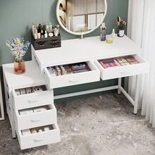 Vanity Desk With 5 Drawers, Modern Makeup Dressing Table With Reversible 3-Drawer Storage, Space-Saving Beauty Station For Bedroom (Mirror Not Included) - trắng - Xem 2