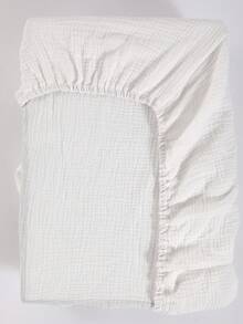 1pc White Baby Crib Fitted Sheet, Soft & Breathable Bassinet Mattress Cover - White - View 1