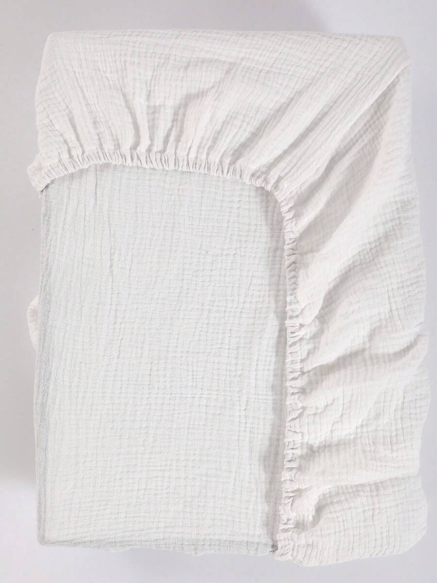 1pc White Baby Crib Fitted Sheet, Soft & Breathable Bassinet Mattress Cover - White - View 1