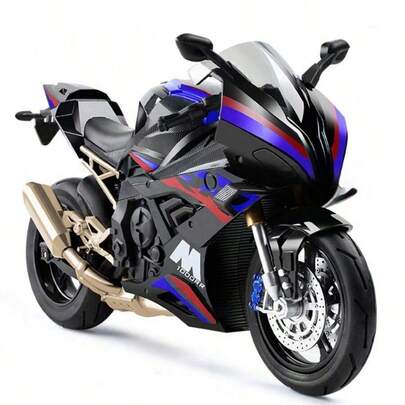 Colección 2025 - BMW S1000RR, Modelo de motocicleta a escala 1:10 de aleación fundida con precisión, réplica realista de motocicleta, exhibición coleccionable, juguete con sonido y luz, decoración del hogar, adorno de escritorio - Regalo de cumpleaños, regalo de Pascua, regalo festivo, regalo perfecto, juguete, regreso a la escuela