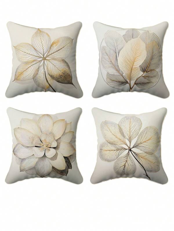1-4PCS Square Floral Pattern Pillow Cover - Soft Polyester Fabric, Elegant Home Decor/Living Room Accent/Summer Outdoor Gift For Families/Nature Lovers, Back-To-School Season/Fall, Perfect Housewarming Present/Family Gift, Cottagecore Style (Home Decor/Pillow Covers/Cottagecore)