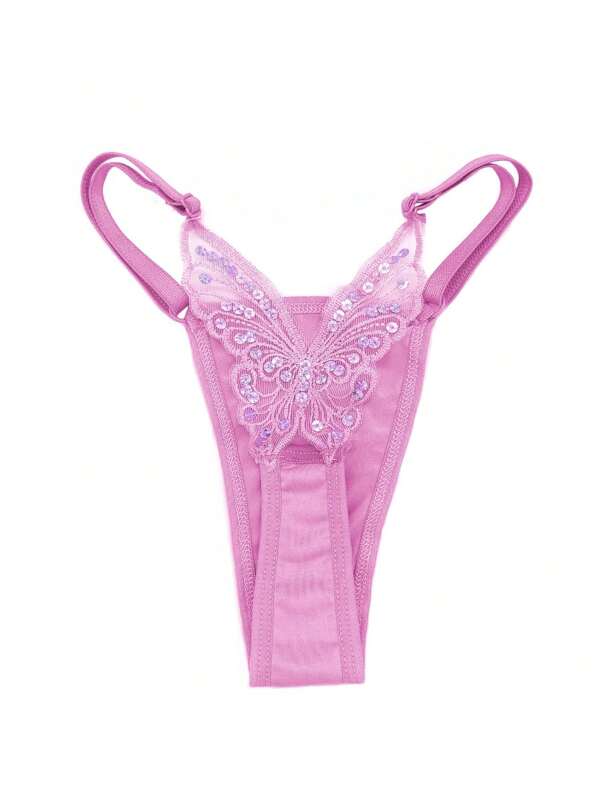 Calcinha Fio Borboleta com Strass e Laterais Reguláveis