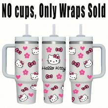 Sanrio 2pcs/Set, Hello Kitty UV DTF Heat Transfer Paper, Suitable For 40oz Tumbler, Phone Case, Laptop UV Printing, Holiday Gifts, Party Tumblers, Extreme Cup Sticker