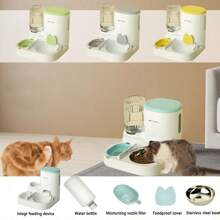 Pet Integrated Automatic Pet Water Dispenser Food Dispenser Set With Stainless Steel Bowl, Detachable And Washable, Suitable For Indoor And Outdoor Pet Self-Feeding Stations