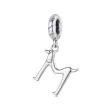 1 PC 925 Sterling Silver Cute Dachshund Shaped Letter Charm Pendant For Charm Bracelet, Alphabet Initial Beads Jewelry