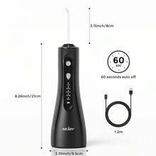 Sejoy Water Flosser, 300ml Water Tank With 5 Nozzle Tips, 5 Modes, USB Charging, For Home And Travel, IPX7, Dental Irrigator,Best For Gift - 黑色 - 查看 4