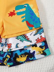 3 条休闲可爱小恐龙印花短裤