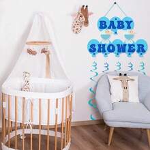 New Gender Reveal Party Decorations 3D Spiral Door Hanging Decor, Pink & Blue Room Wall Backdrop, Birthday Party Ceiling Hanging Ornament, Non-Woven Fabric DIY With Ropes & Hooks