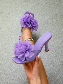 Fashionable Lilac Women's High Heel Sandals, Pointed Toe, Slim Stiletto Heels, Non-Slip Sole, Party & Everyday Wear - Light Purple - View 1
