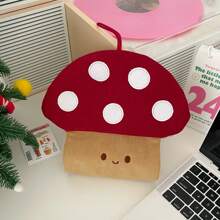 1 pièce Porte-boîte de mouchoirs à motif champignon rouge mignon sans perçage, support mural créatif pour rouleaux de papier