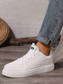 男士厚底滑板鞋 - 增高防滑板鞋，轻便街头鞋，白色多功能运动鞋，适合春季 - 白色 - 查看 6