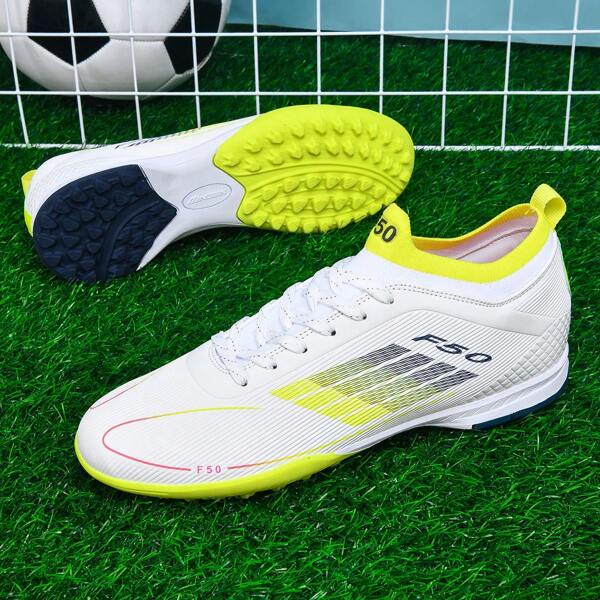 1 Par de Tacos de Fútbol/Fútbol Profesionales Unisex, Adecuados para Césped Artificial Exterior, Entrenamiento en Suelo Duro, Estadio Interior, Con Suela de Goma Antideslizante, Cordones Delanteros, Diseño Ligero y de Alto Rendimiento, Directa de Fábrica