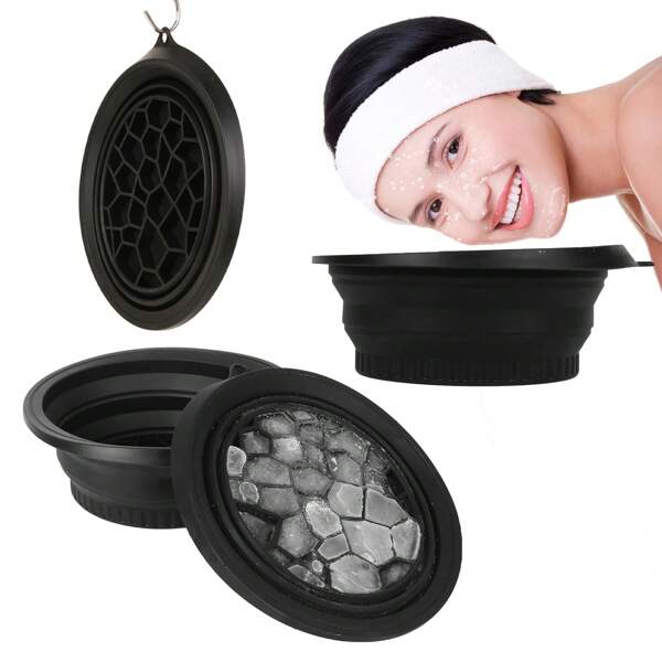 1 pieza Cuenco de hielo para el hogar, cuenco plegable de silicona para cuidado facial con hielo, dispositivo de belleza con bañera de hielo para exteriores