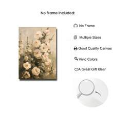 Set Of 1 Abstract Botanical Wall Art - Neutral Beige Rustic Floral Print,Modern Minimalist Canvas Painting For Home Decor,Vintage Wildflower Poster For Kitchen,Bedroom,Office,Unframed