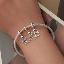 1 PC 925 Sterling Silver Cute Dachshund Shaped Letter Charm Pendant For Charm Bracelet, Alphabet Initial Beads Jewelry