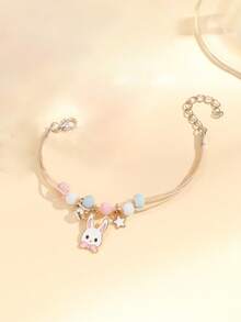 2/1 件可爱女孩卡通兔子表盘石英手表，兔子吊坠手链，派对装，感恩节，返校季，毕业季，度假装，旅行必备，购买礼物送给朋友和亲戚，给女孩一份完美的礼物