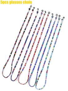 5pcs Bohemian Style Fashion Eyeglass Chain, Multi-Functional Mask Holder, Suitable For Women's Travel & Daily Use, Stylish Beaded Eyeglass Lanyard, Non-Slip Fashion Eyeglass Chain And Mask Holder - Multicolor - View 17
