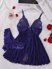 Conjunto de lencería para mujer, camisón sexy de lencería hecho de tela de red, camisón de tirantes, adecuado para el hogar, el hotel, el Día de San Valentín, camisón sexy, lencería sexy