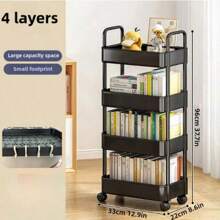 1 pièce Chariot multi-couches ménager en matériau PP, Étagère de rangement pour salon, jouets, articles de toilette, Étagère de rangement mobile pour chambre, bureau, salle de bain