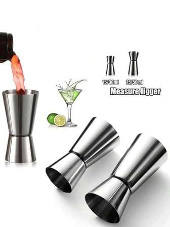 1PC Thick Stainless Steel Double Jigger, Measuring Cup, Ounce Cup For Bar Use, Double Ended Measuring Cup, Cocktail Cup, For Bartending Perfect Party Silver Kitchen Tools, Multiple Capacity Options Available, Gift For Father