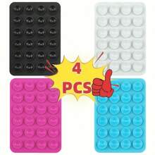 Set de 6 piezas/5 piezas/4 piezas/3 piezas Soporte de teléfono de silicona con ventosa, soporte adhesivo impermeable apto para la mayoría de los teléfonos, anillo de dedo universal para teléfono para selfie y video, con accesorios de montaje adhesivos fuertes compatibles con , teléfonos Android, regalo para cumpleaños, familia, amigos.