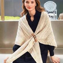 1pc Women's Knitted Belt Buckle Triangle Scarf Shawl Cardigan Vest, Suitable For Indoor, Outdoor, Travel, Office, Home, Birthday, Holiday Gift