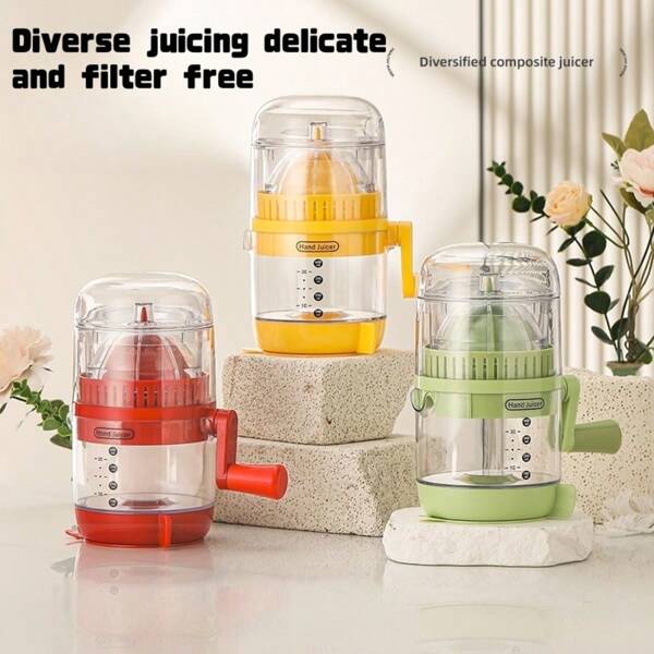 1pc Handheld Juicer, Mini Home Fruit Juice Extractor Machine With Glass Cup, Portable Manual Juice Maker