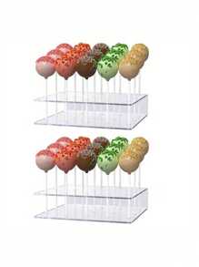 1pc/2pcs Acrylic Cake Pop Stands - Clear 15-Hole Lollipop Display Holders For Colorful Candy Pops, Cupcakes, And Desserts - Perfect For Parties And Events, Party Dessert Display, Vertical Pop Stand