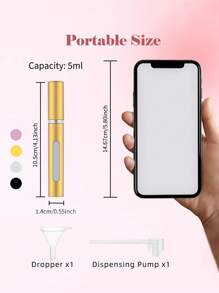 1 pièce Flacon de parfum de voyage rechargeables de 5 ml, vaporisateur d'atomiseur vide mini pour parfum, bouteilles de vaporisation de taille voyage portables avec entonnoir, cadeaux pour filles, femmes, mère, décoration de salle de bain, été, rentrée scolaire
