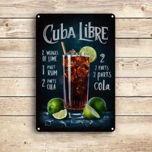 1pc " Libre" Metal Wall Sign - 2D Stylish Art Decor With Cocktail Recipe Design | Easy Installation With Pre-Drilled Holes | Suitable For Home, Bar, Cafe, Office Etc | Ideal Gift For Beverage Enthusiasts, Room Decoration - Hole Style Randomly Sent
