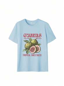 New Soft & Versatile Women Summer Casual Loose Fit Round Neck Breathable Fruit Print T-Shirt