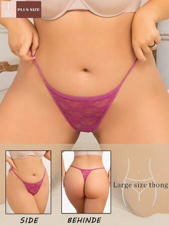 1 pieza Tanga sexy de mujer con cintura baja y diseño floral de encaje