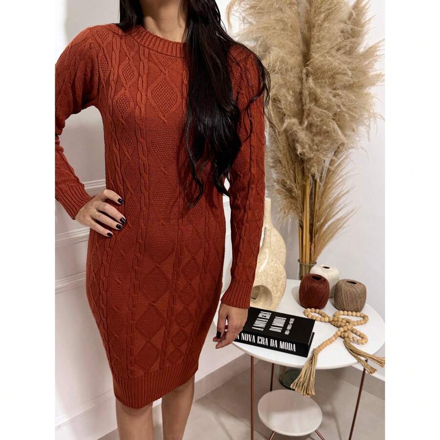 Women's Short Modal Dress Long Sleeve Winter Fashion With Casual Weaves