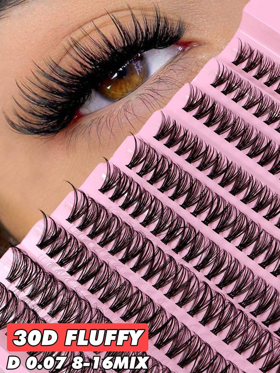 ICHICKISS 200 Pcs Eyelashes Set, 10D - 100D, D Curl, Mixed Length 8-16mm, Natural & Fluffy, 0.07mm Lightweight Reusable Lashes For Holiday And Party - D - 查看 1
