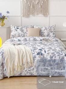Juego de funda de edredón de microfibra suave con patrones florales - Mejor juego de ropa de cama de 2/3 piezas para edredón/edredón - Incluye 1 funda de edredón y 1/2 fundas de almohada - Económico y de alta calidad para cama individual, matrimonial, queen y king