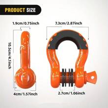 2 pièces Crochet en D - Robuste 28,5 T (57 000 lb) Résistance maximale à la rupture Lourd Anneau en D avec vis pour le sauvetage de véhicules, rouge/noir/vert/orange