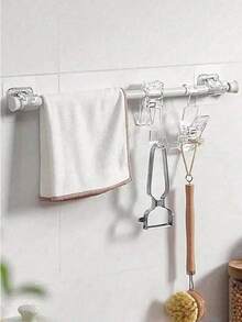 8/4/2件自粘式窗帘杆支架，可调节窗帘杆挂钩，可扩展窗帘杆夹，适用于家庭、客厅、卧室、厨房、浴室、酒店窗帘架 - 彩色 - 查看 4