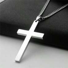 1pc Men's Fashionable Stainless Steel Cross Pendant Necklace - Perfect Gift For Boyfriend Fathers Day Gift School Jewelry Men Y2k Accessories Goth Men Chains Jeans Accessories Gothic Jewellery Back To School Street Halloween Accessories Punk