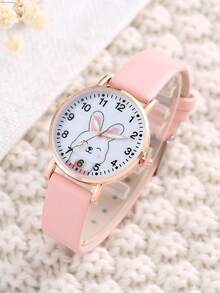 2/1 件可爱女孩卡通兔子表盘石英手表，兔子吊坠手链，派对装，感恩节，返校季，毕业季，度假装，旅行必备，购买礼物送给朋友和亲戚，给女孩一份完美的礼物