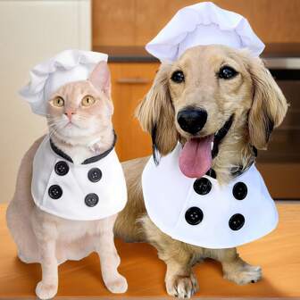 Nuevo set de disfraz de chef profesional para mascota, que incluye gorro. Ropa linda para gatos y perros para juegos de roles en días festivos