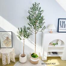 1pc 65-200cm Large Artificial Olive Plant Tree Branches Fake Green Faux Plant Plastic Leaves Ornamental Indoor Outdoor Artificial Plant For Home Garden Hotel Office Party Room Decor