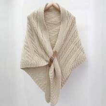 1pc Women's Knitted Belt Buckle Triangle Scarf Shawl Cardigan Vest, Suitable For Indoor, Outdoor, Travel, Office, Home, Birthday, Holiday Gift