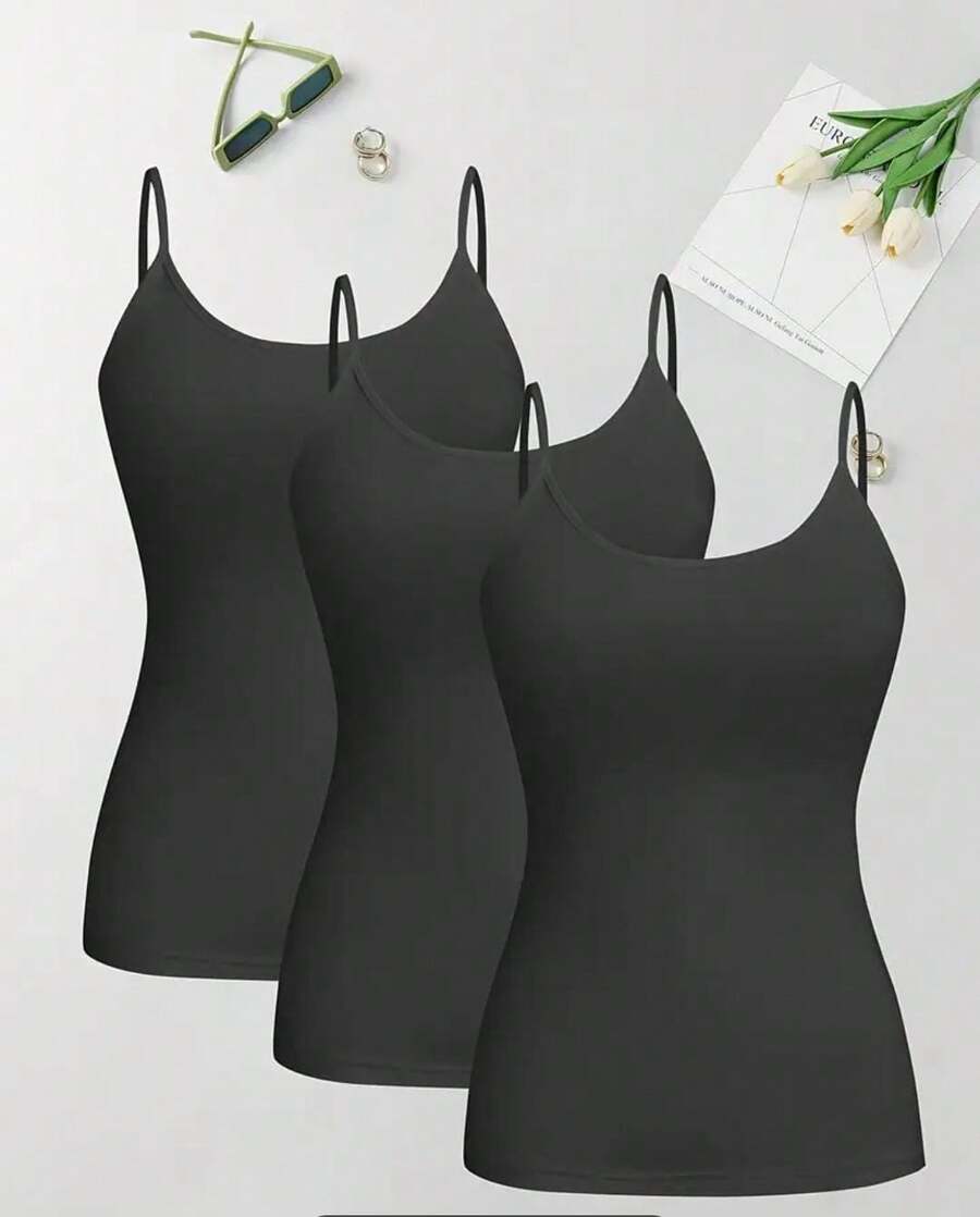 paquete de 3 blusas de tirantes - Negro3 - Ver 1