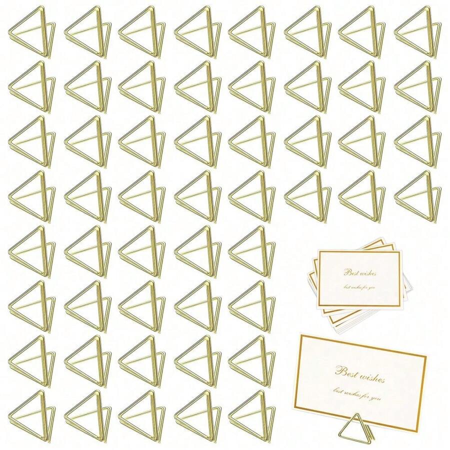 10 个三角形座位卡夹、婚礼桌号夹、婚礼桌卡夹、迷你名片夹、座位卡夹、照片夹架，适用于中心装饰、周年纪念派对。 - 彩色 - 查看 1