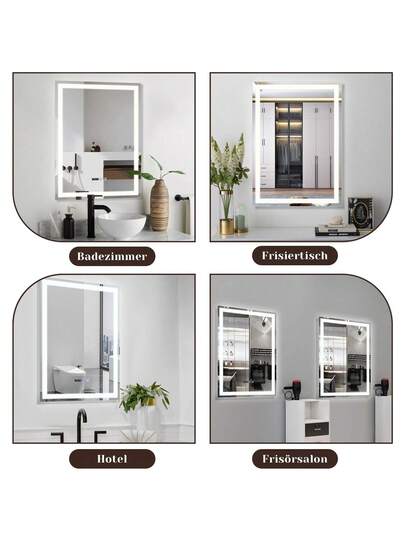 Bathroom Lighting Spiegel LED 50x70cm Wand IP44 Touch Switch Klok Fog Removal Feature Dimmable 3000K 6500K view 7