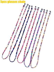 5pcs Bohemian Style Fashion Eyeglass Chain, Multi-Functional Mask Holder, Suitable For Women's Travel & Daily Use, Stylish Beaded Eyeglass Lanyard, Non-Slip Fashion Eyeglass Chain And Mask Holder - Multicolor - View 14