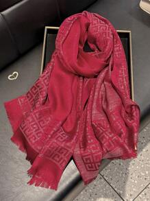 1pc Women Simple Geometric Print Shiny Scarf, Elegant Shawl/Hijab/Head Wrap For All Season Sun Protection