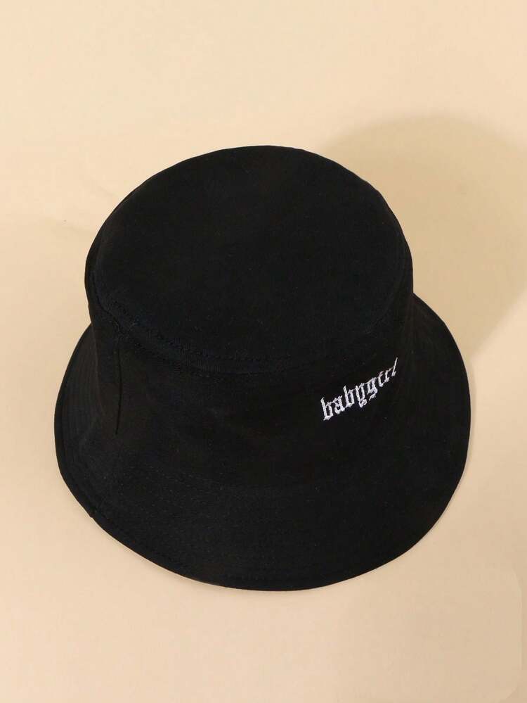 1pc Unisex Y2K Style Embroidered "BABYGIRL" Letter Sun Protection Casual Bucket Hat, Suitable For Outdoor Wear - Black - View 1
