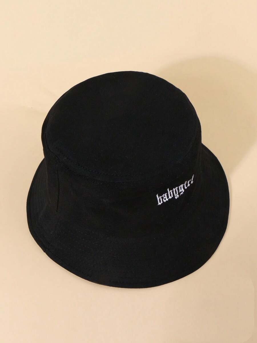 1pc Unisex Y2K Style Embroidered "BABYGIRL" Letter Sun Protection Casual Bucket Hat, Suitable For Outdoor Wear - Black - View 1