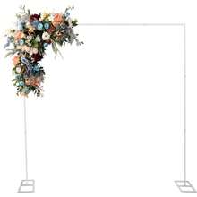 Wedding Arch Square Background Stand, 8FT X 8FT Portable White Metal Wedding Arch Stand With Base, Heavy Duty Pipe And Drape Backdrop Stand Kit For Birthday Parties Banquet Decorations - 白色 - 查看 3